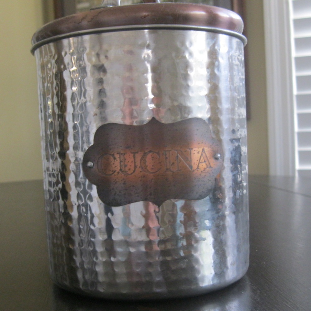 Amici "Cucina" hammered canister, silver &  bronze, OS